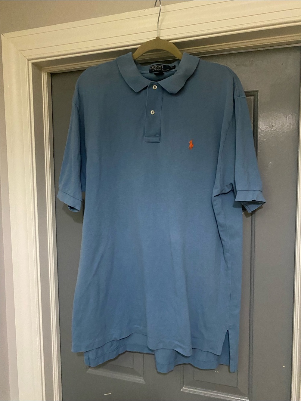 Ralph Lauren Men’s Sky Blue Polo with Orange Pony